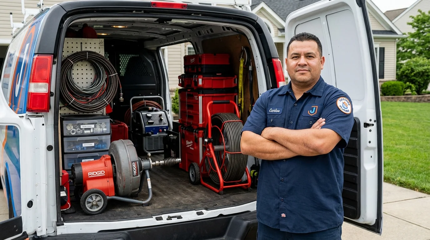 Professional drain cleaning equipment and Johns Plumbing LLC plumber in Arnolds Park