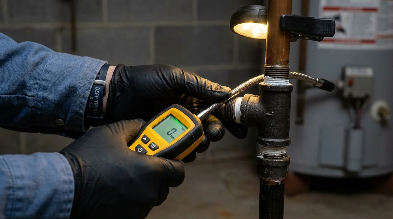 Gas leak detection with electronic sniffer by Johns Plumbing LLC in Arnolds Park